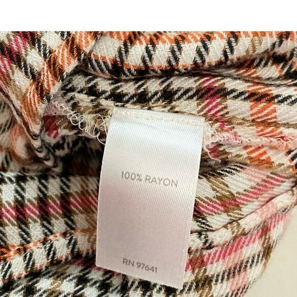 J. Jill Plaid Ruffle Long Sleeve Mother of Pearl buttons size medium - Picture 5 of 7